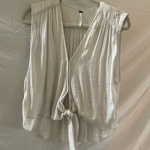 Free People Cream Sleeveless Blouse